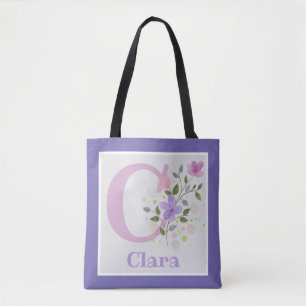 Erstmaliger Plus Name Clara mit Blume Tasche