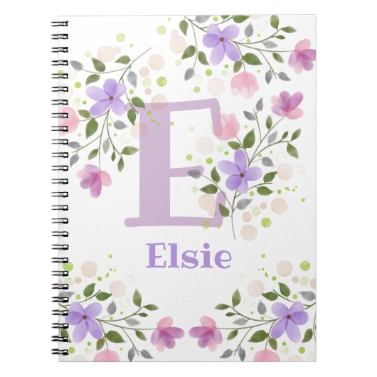 Erstmaliger Plus Name Elsie mit Blume Notizblock (Vorderseite)