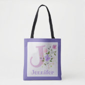 Erstmaliger Plus Name Jennifer mit Blume Tasche (Vorderseite)