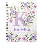 Erstmaliger Plus Name Katrina mit Blume Notizblock (Vorderseite)