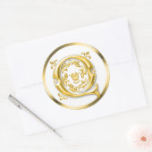 Erstmaliger Q-Round-Aufkleber in Gold Runder Aufkleber (Umschlag)
