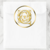 Erstmaliger Q-Round-Aufkleber in Gold Runder Aufkleber (Tasche)