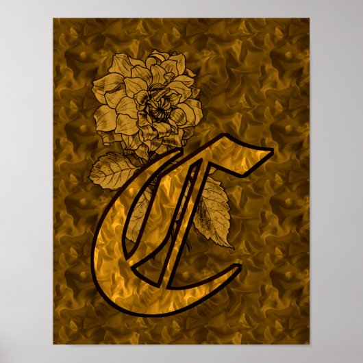 Erstmaliges C-Gold-Peony-Monogramm Poster (Vorne)