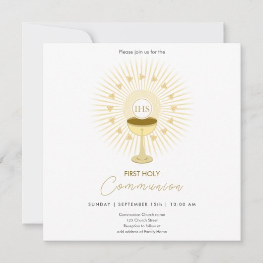 Erstmaliges kommunales Gold mit Chalice-Einladung Save The Date (Vorderseite)