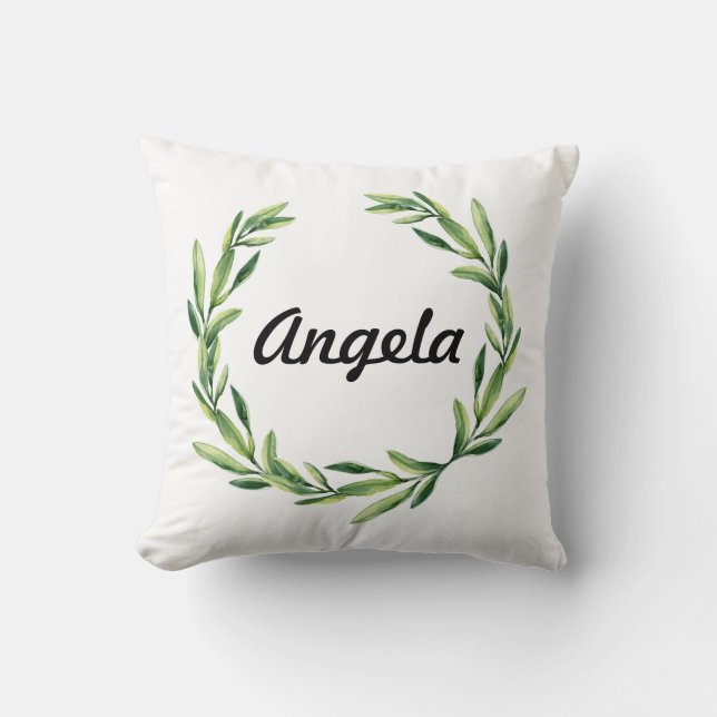 Erstmaliges Lackgold Monogramm kundenspezifisches  Kissen (Vorderseite)