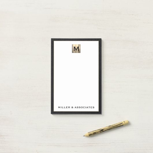 Erstmaliges Logo der Luxury Gold Monogram Post-it Klebezettel (Auf Schreibtisch)