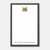 Erstmaliges Logo der Luxury Gold Monogram Post-it Klebezettel (Vorderseite)