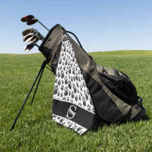 Erstmaliges Monogramm für Schwarzweiß-Druckmuster Golfhandtuch