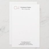Erstmaliges Monogramm Modernes, Minimalistisches S Briefpapier (Vorne/Hinten)