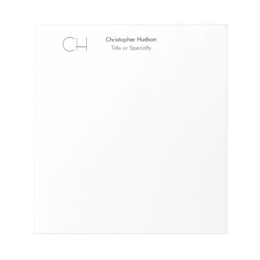 Erstmaliges Monogramm Modernes, Minimalistisches S Notizblock (Vorderseite)