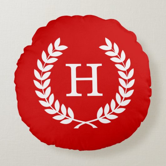 Erstmaliges Monogramm Rundes Kissen (Vorderseite)