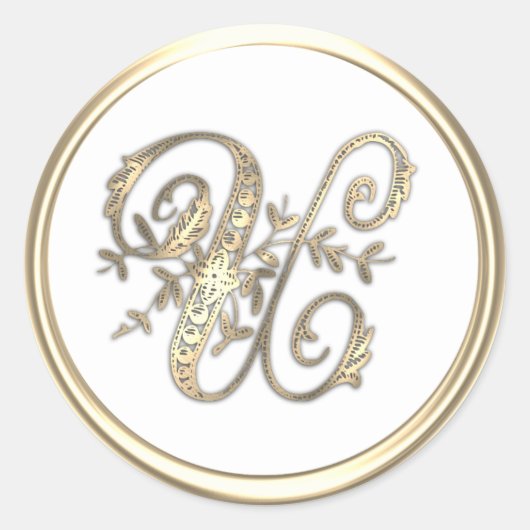 Erstmaliges Monogramm U mit Gold und einer beliebi Runder Aufkleber (Vorderseite)