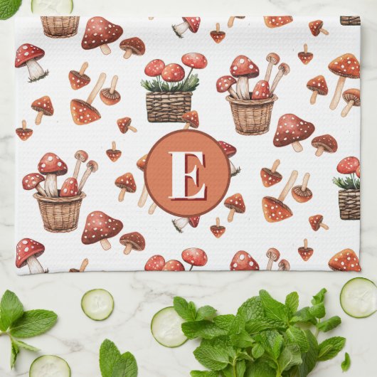 Erstmaliges Muster des Musters "Red Mushrooms" Geschirrtuch (Gefaltet)