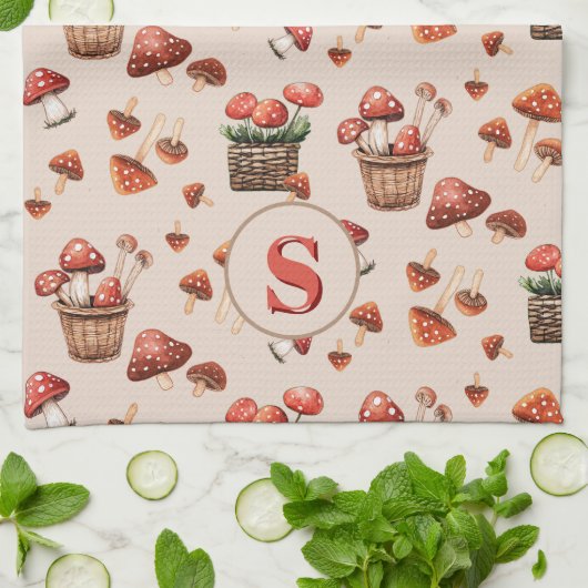 Erstmaliges Muster des Musters "Red Mushrooms" Geschirrtuch (Gefaltet)