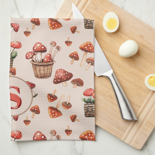 Erstmaliges Muster des Musters "Red Mushrooms" Geschirrtuch (Viertel Falte)