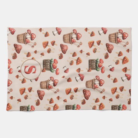 Erstmaliges Muster des Musters "Red Mushrooms" Geschirrtuch (Horizontal)