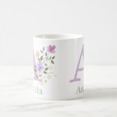 Erstmaliges Plus Name Angela mit Blume Kaffeetasse (Mittel)