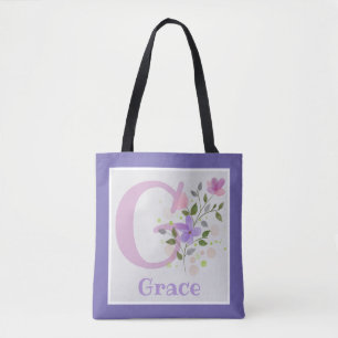 Erstmaliges Plus Name Grace mit Blume Tasche