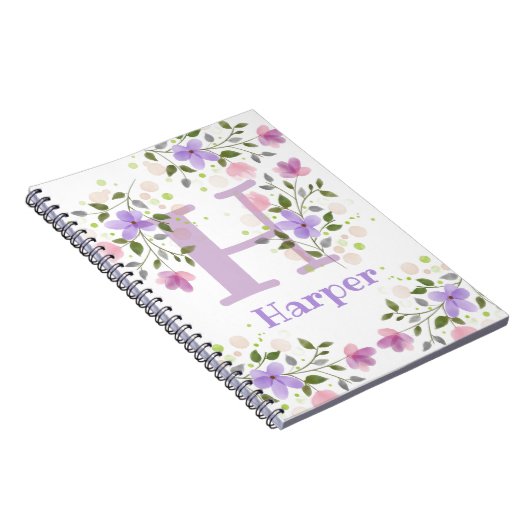 Erstmaliges Plus Name Harper mit Blume Notizblock (Rechte Seite)