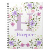 Erstmaliges Plus Name Harper mit Blume Notizblock (Vorderseite)