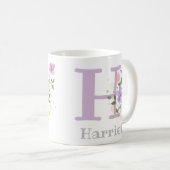 Erstmaliges Plus Name Harriet mit Blume Kaffeetasse (VorderseiteRechts)