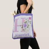 Erstmaliges Plus Name Harriet mit Blume Tasche (Von Nahem)