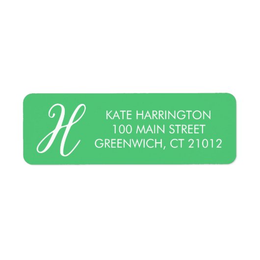 Erstmaliges Rücksendeadresse-Label in Kelly Green (Vorne)