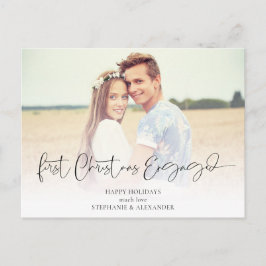 Erstmaliges Verlobtes Foto Overlay-Namen Feiertagspostkarte
