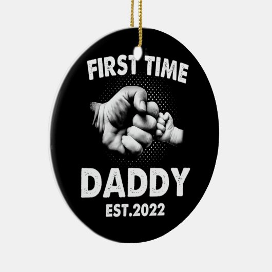 Erstmals Daddy New Dad Est 2022 Funny Vathers Keramik Ornament (Rechts)