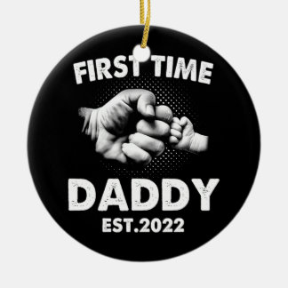 Erstmals Daddy New Dad Est 2022 Funny Vathers Keramik Ornament