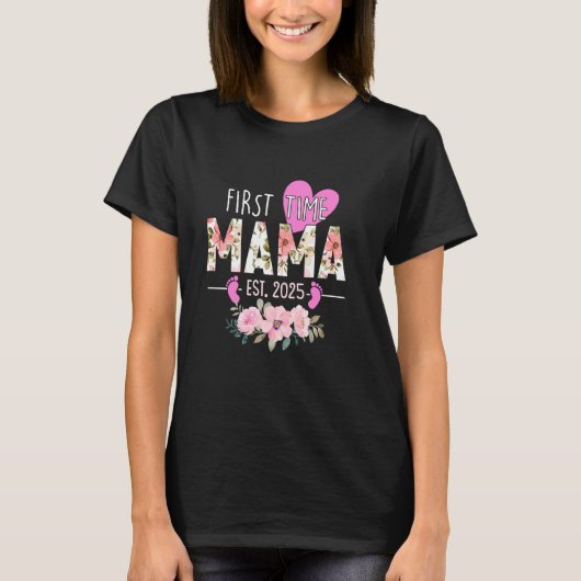 Erstmals Mama 2025 Floral zu Mama Matchi befördert T-Shirt (Vorderseite)