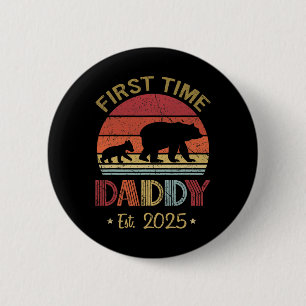 Erstmals Papa New Dad Est 2025 Vatertag Junge Button