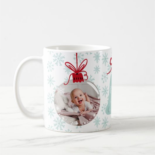 Erstmals Weihnachten Großmutter blauer Schneeflock Kaffeetasse (Links)