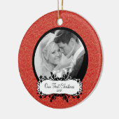 Erstmals Weihnachts-Foto Ornament Rot & Gold (Links)