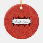 Erstmals Weihnachts-Foto Ornament Rot & Gold (Hinten)