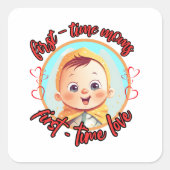 Erstmütter, erste Liebe - Junge Quadratischer Aufkleber (Vorderseite)