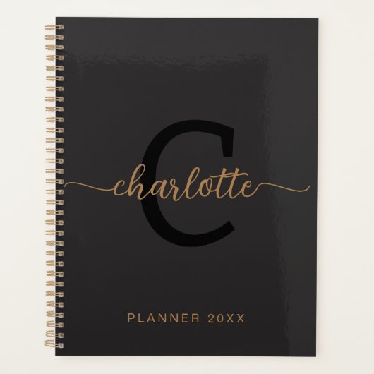 Erstname der Black Gold Monogram, Minimalistisch 2 Planer (Vorderseite)