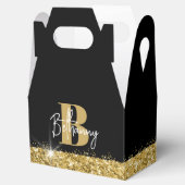 Erstname Luxe Black Gold Monogram Geschenkschachtel (Geöffnet)