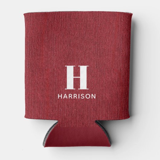 Erstname Ruby Red Denim Print 12oz. Dosenkühler (Vorderseite)