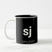 Erstname Schwarz/Weiß Modernes Minimales Monogramm Zweifarbige Tasse (Links)