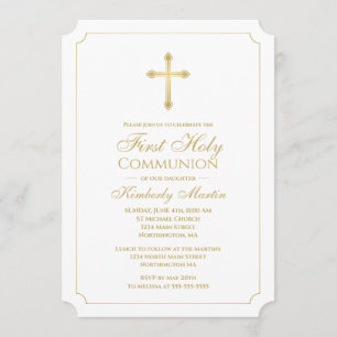Erstplatziertes Goldkreuz mit weißem Christlich Einladung