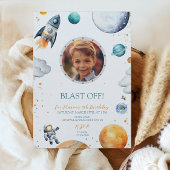 Erstreise Astronaut Rocket Foto Geburtstag Einladung