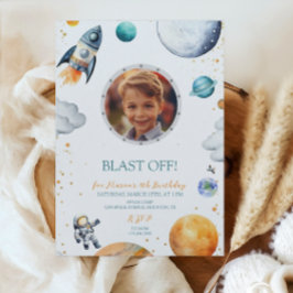 Erstreise Astronaut Rocket Foto Geburtstag Einladung