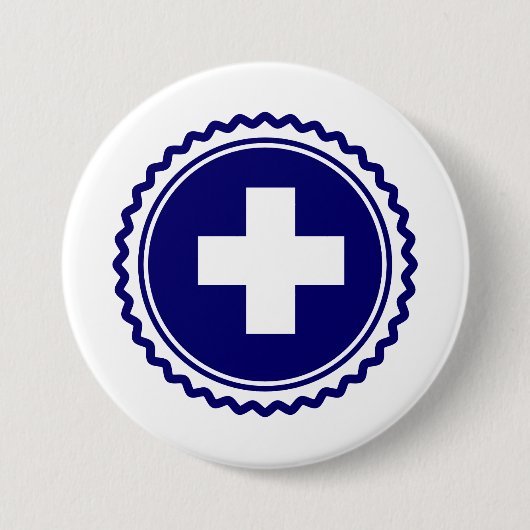 Erstversorger-blaues Gesundheitswesen-Kreuz Button (Vorderseite)