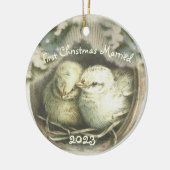 Erstweihnachtliche Verheiratete Liebe Vögel Orname Keramik Ornament (Links)