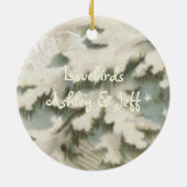 Erstweihnachtliche Verheiratete Liebe Vögel Orname Keramik Ornament (Hinten)