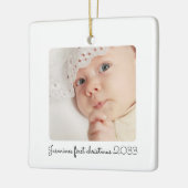 Erstweihnachtsbabys mit minimalem Foto Keramikornament (Links)