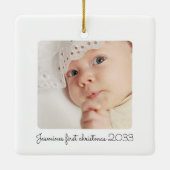 Erstweihnachtsbabys mit minimalem Foto Keramikornament (Rückseite)