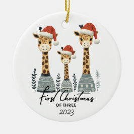 Erstweihnachtsfeier für drei Giraffen Keramik Ornament