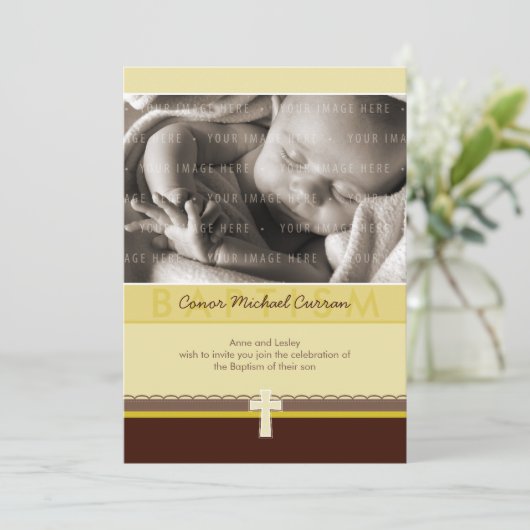 ERSUCHT FOTO CHRISTENING, reiner 4 P Einladung (Stehend Vorderseite)